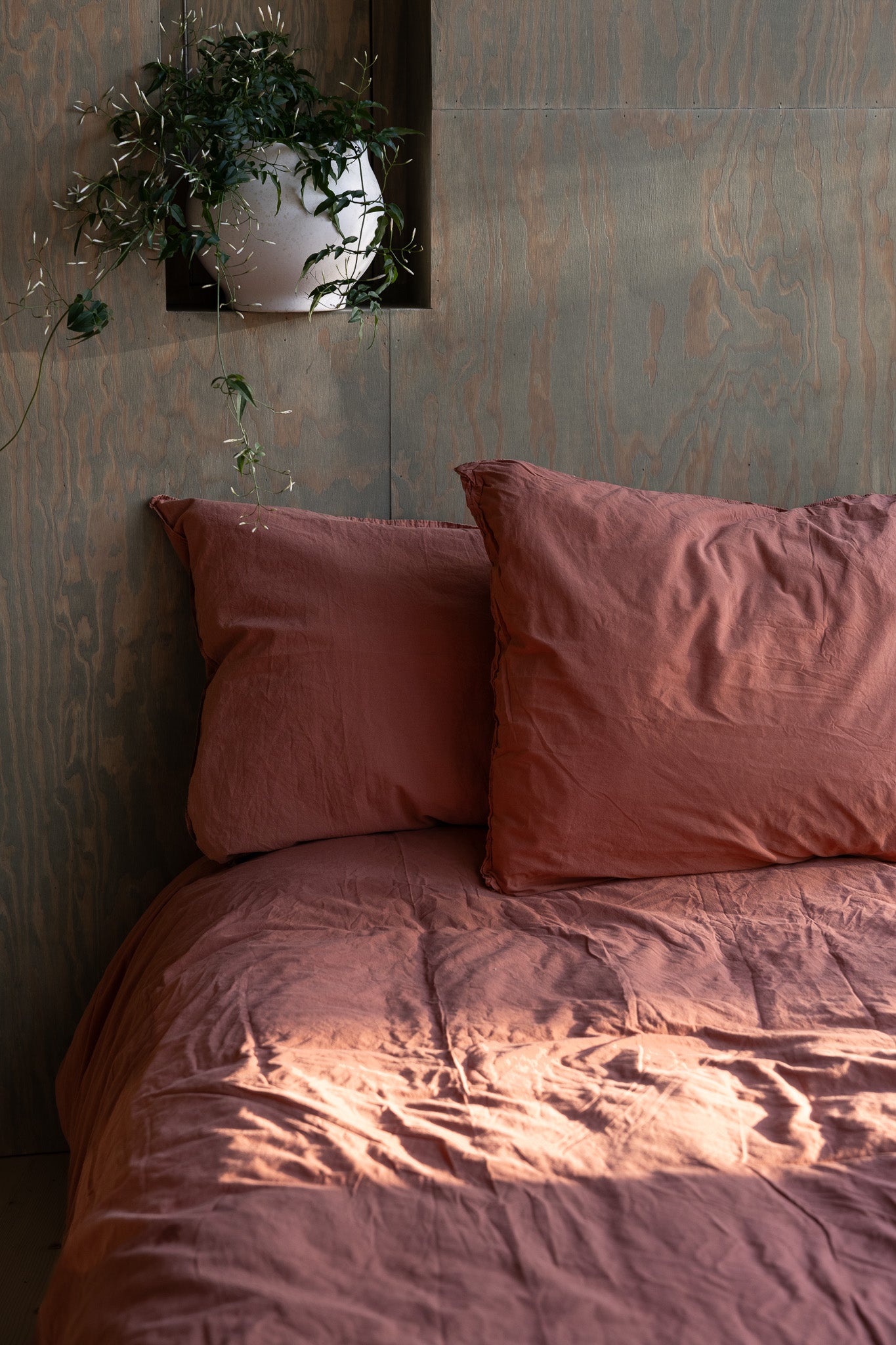 Påslakanset Crinkle Terracotta (150x210cm)