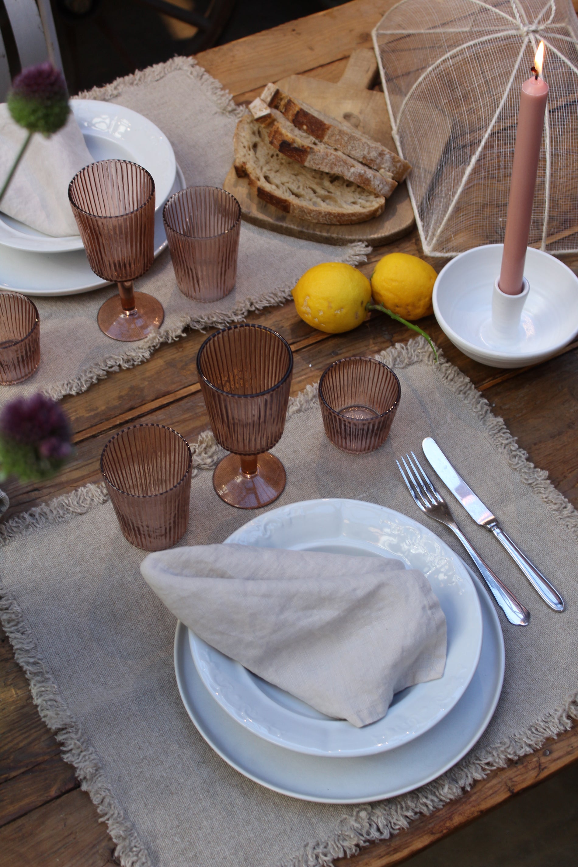 Tumbler Glas Ribbed Brown (10cm)