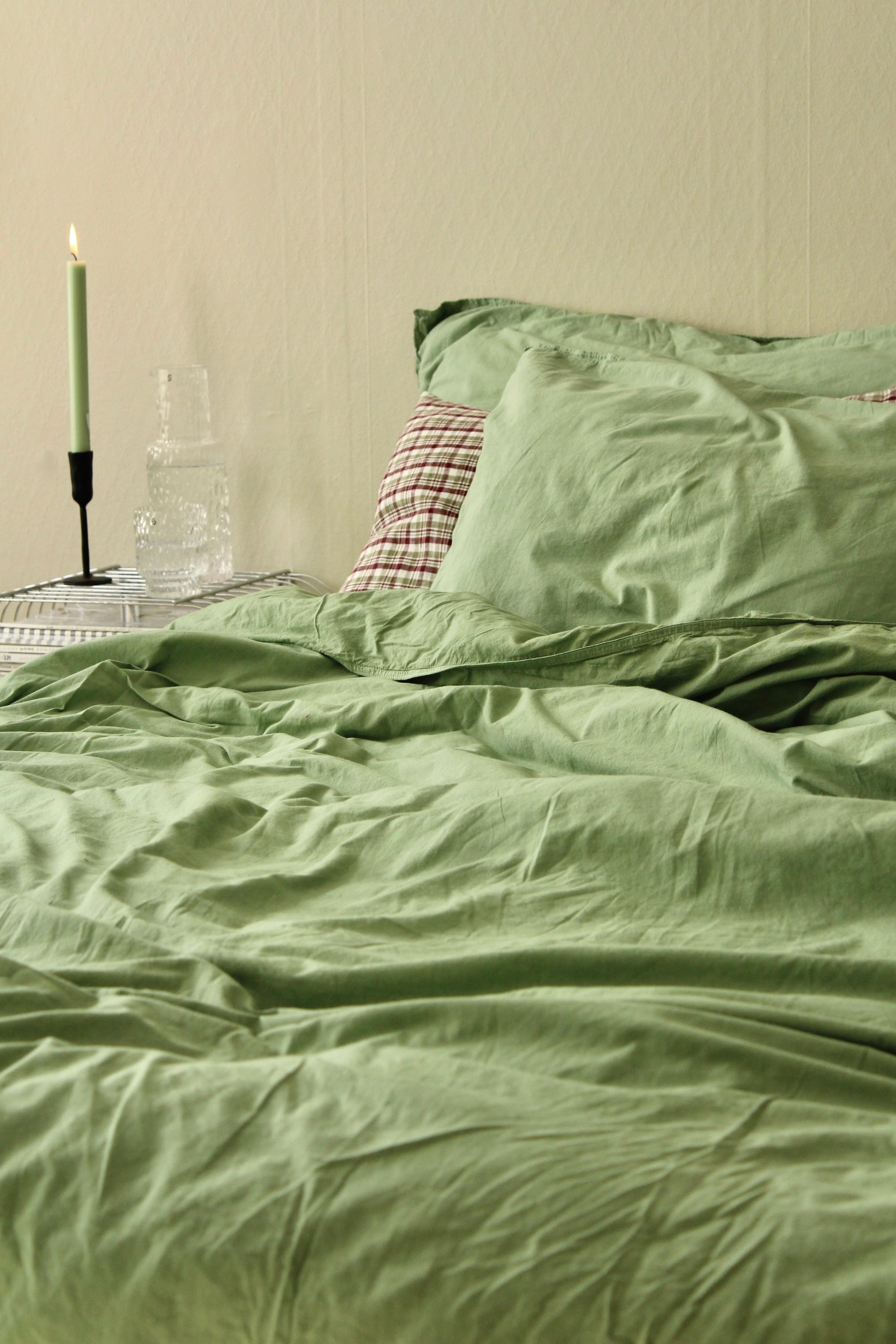 Påslakanset Crinkle Grass Green (150x210cm)