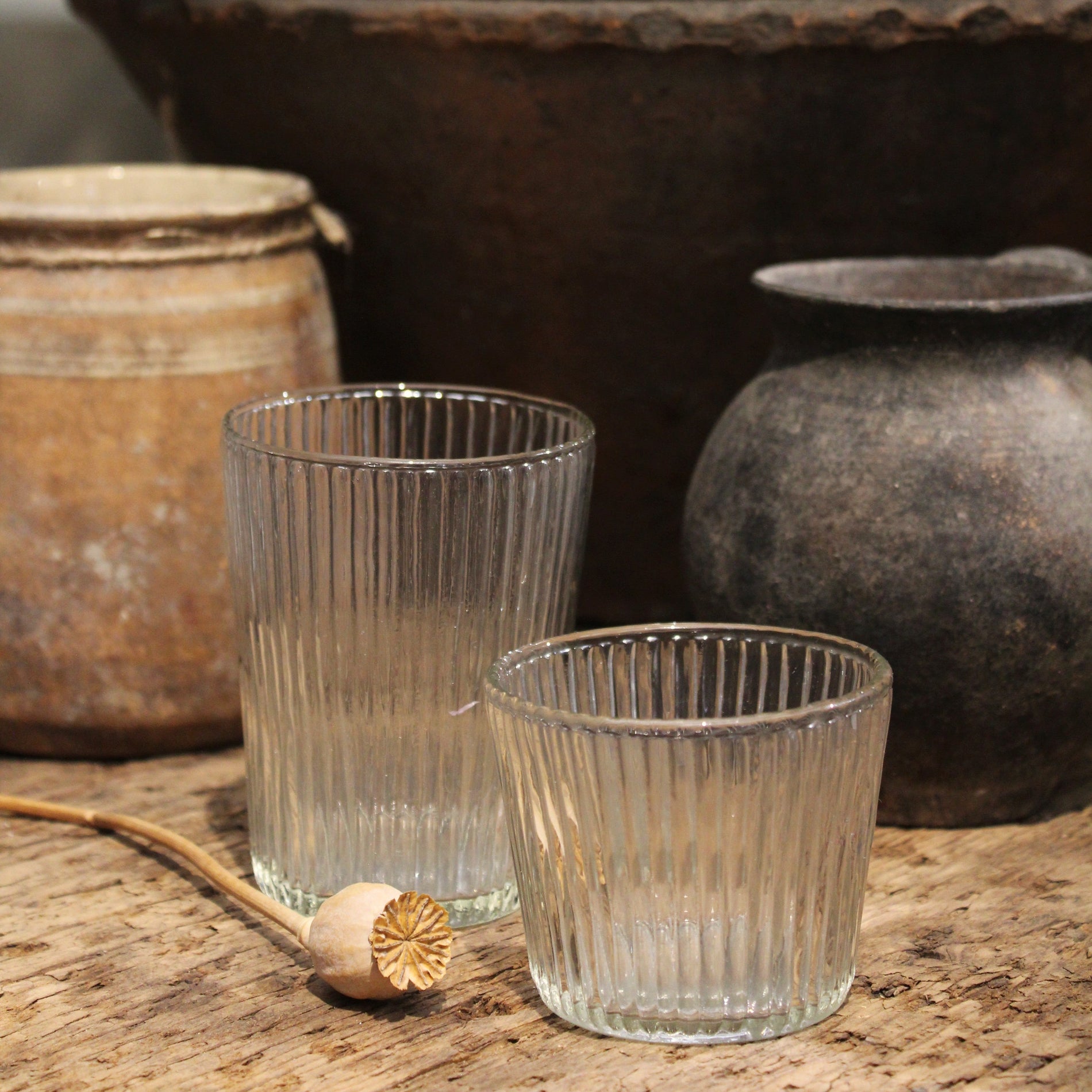 Tumbler Glas Ribbed Clear (6,25cm)