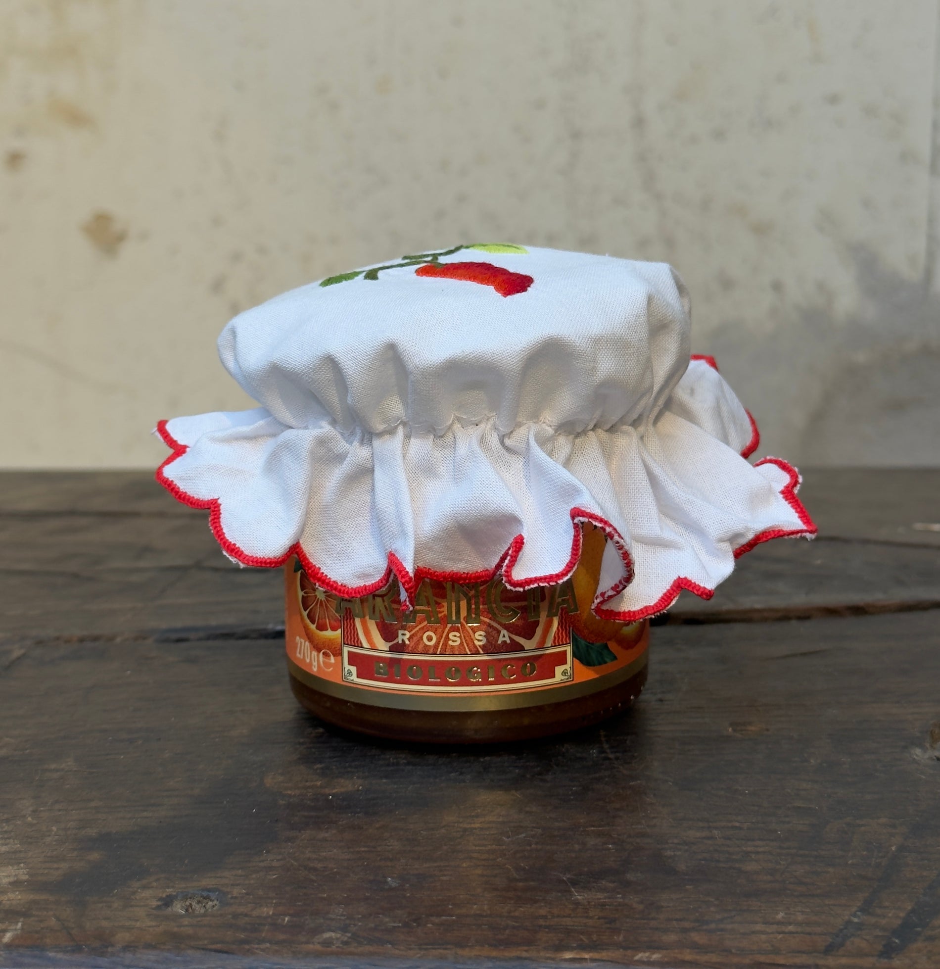 Jam pot cover Pepper
