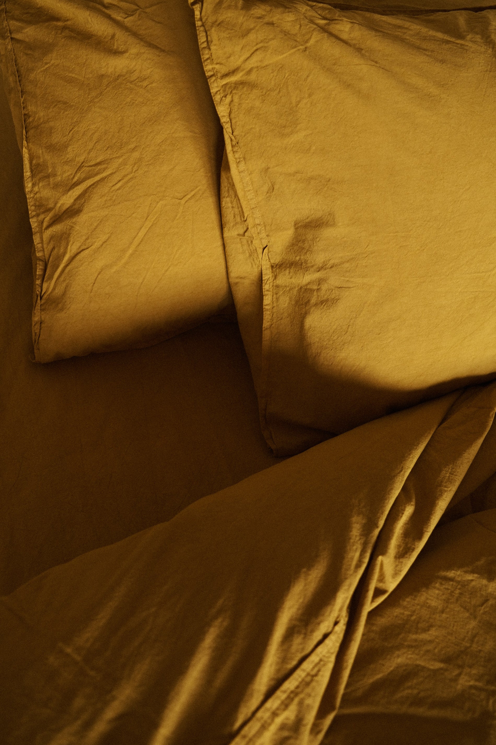 Lakan Crinkle Mustard gold 240x260cm