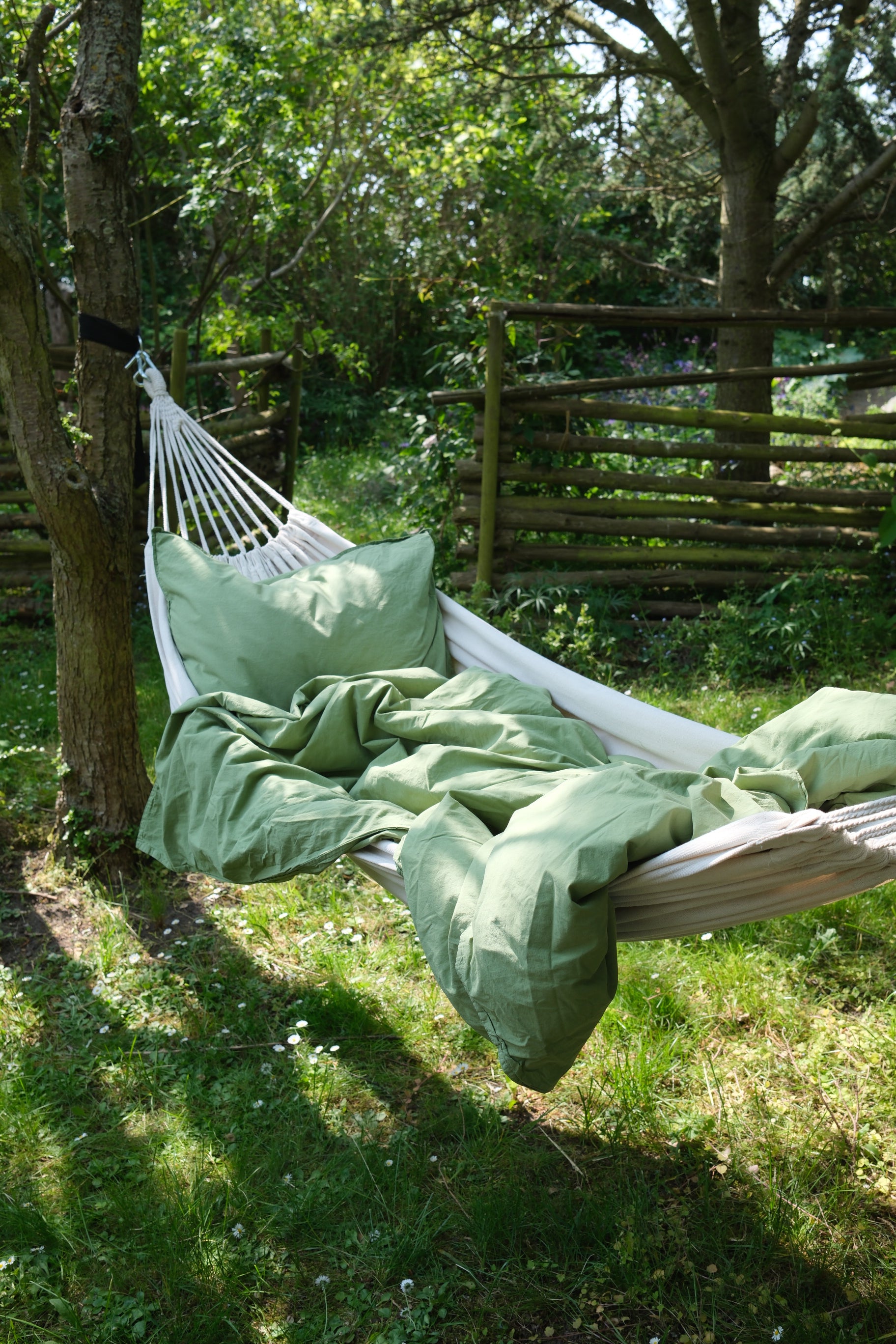 Påslakanset Crinkle Grass Green (150x210cm)