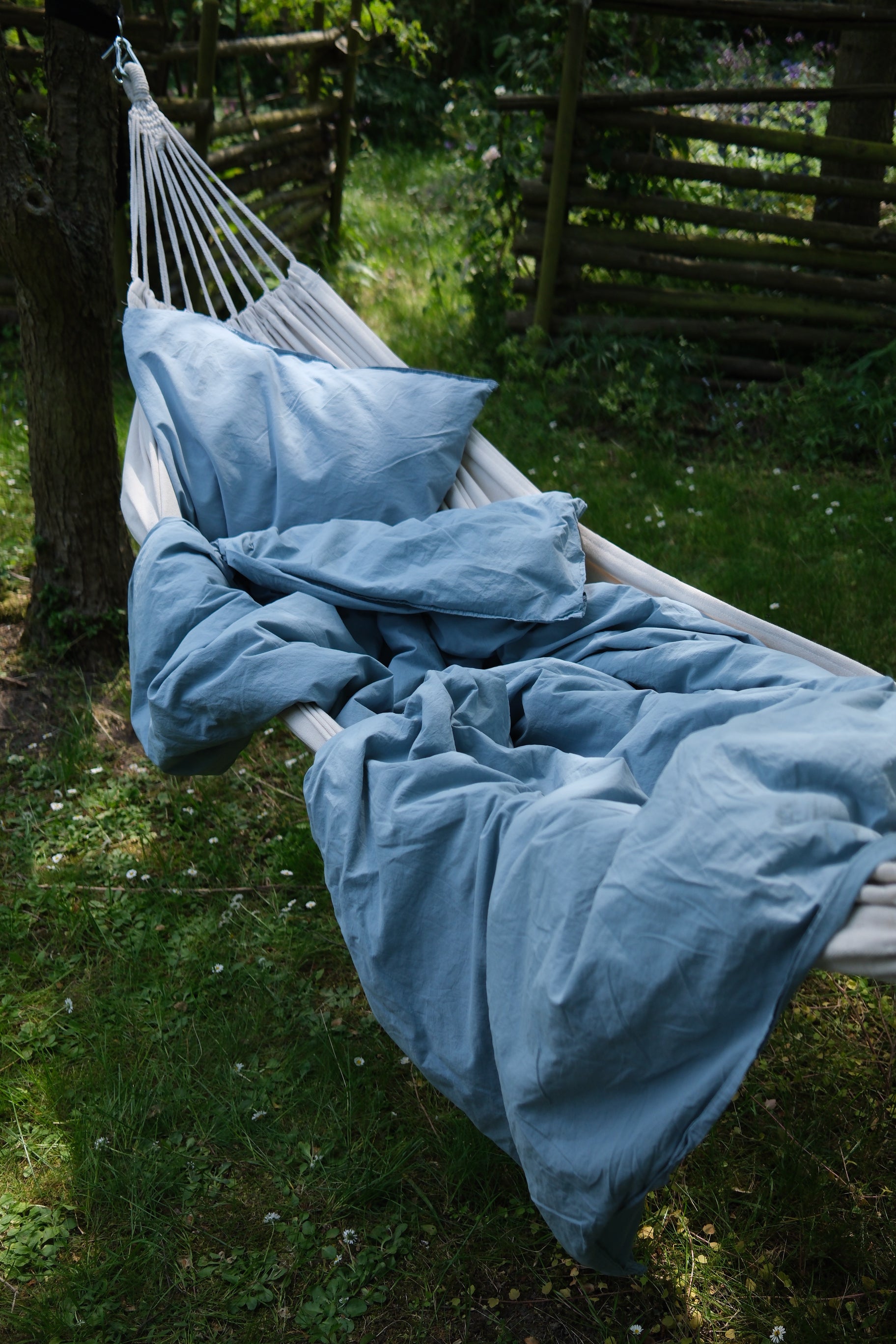 Påslakanset Crinkle Mist Blue (150x210cm)