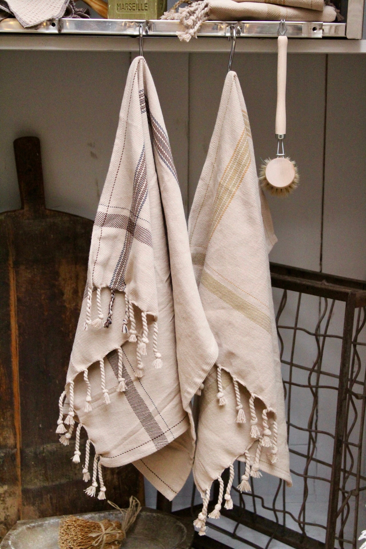 Kökshandduk - Brun/blå (50x70cm)