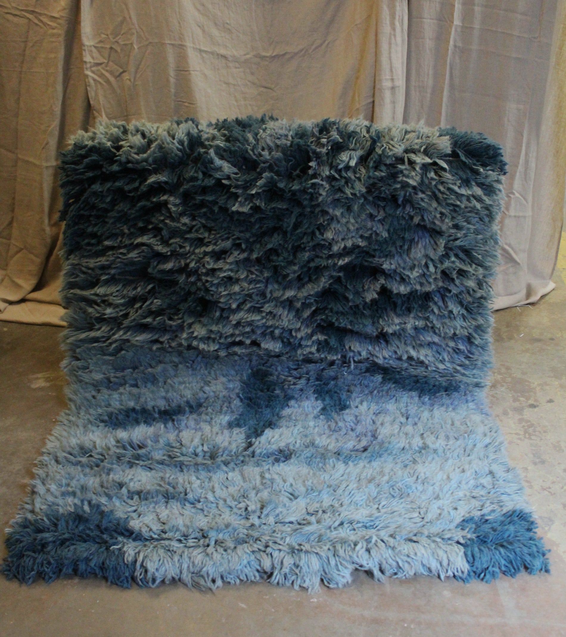 Matta shaggy mellan - Blå