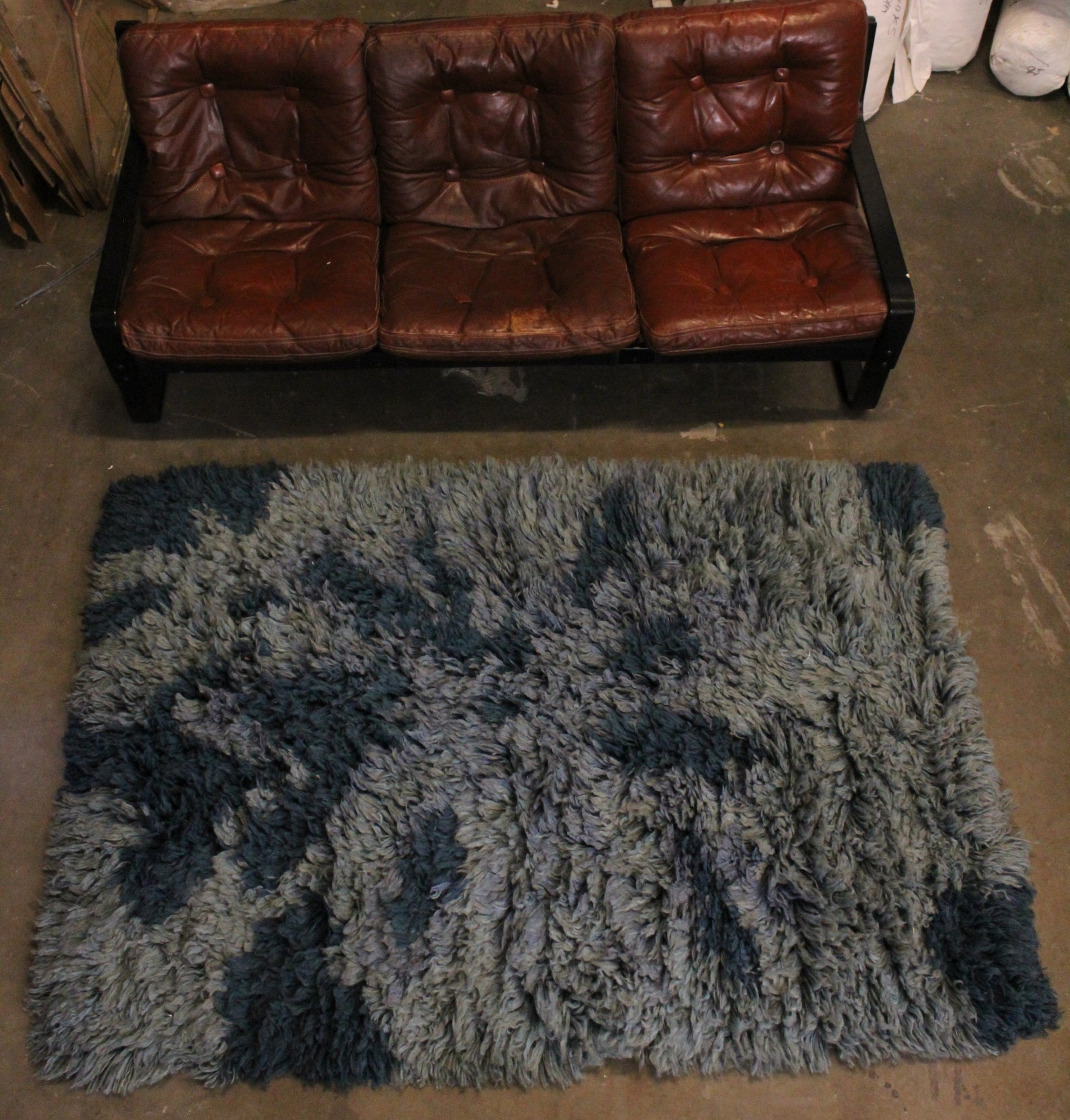 Matta shaggy mellan - Blå