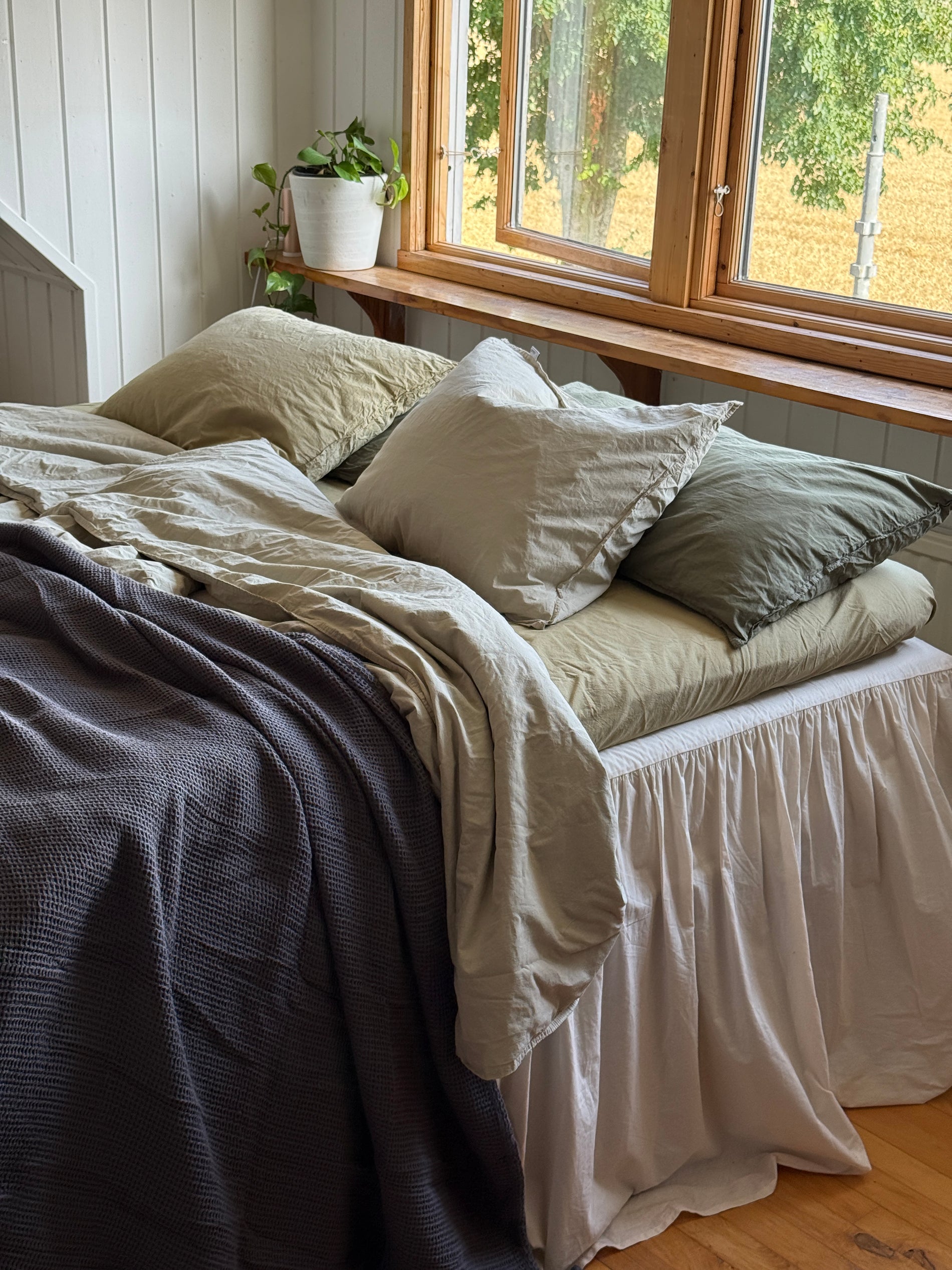 Lakan Crinkle Khaki Green (240x260cm)