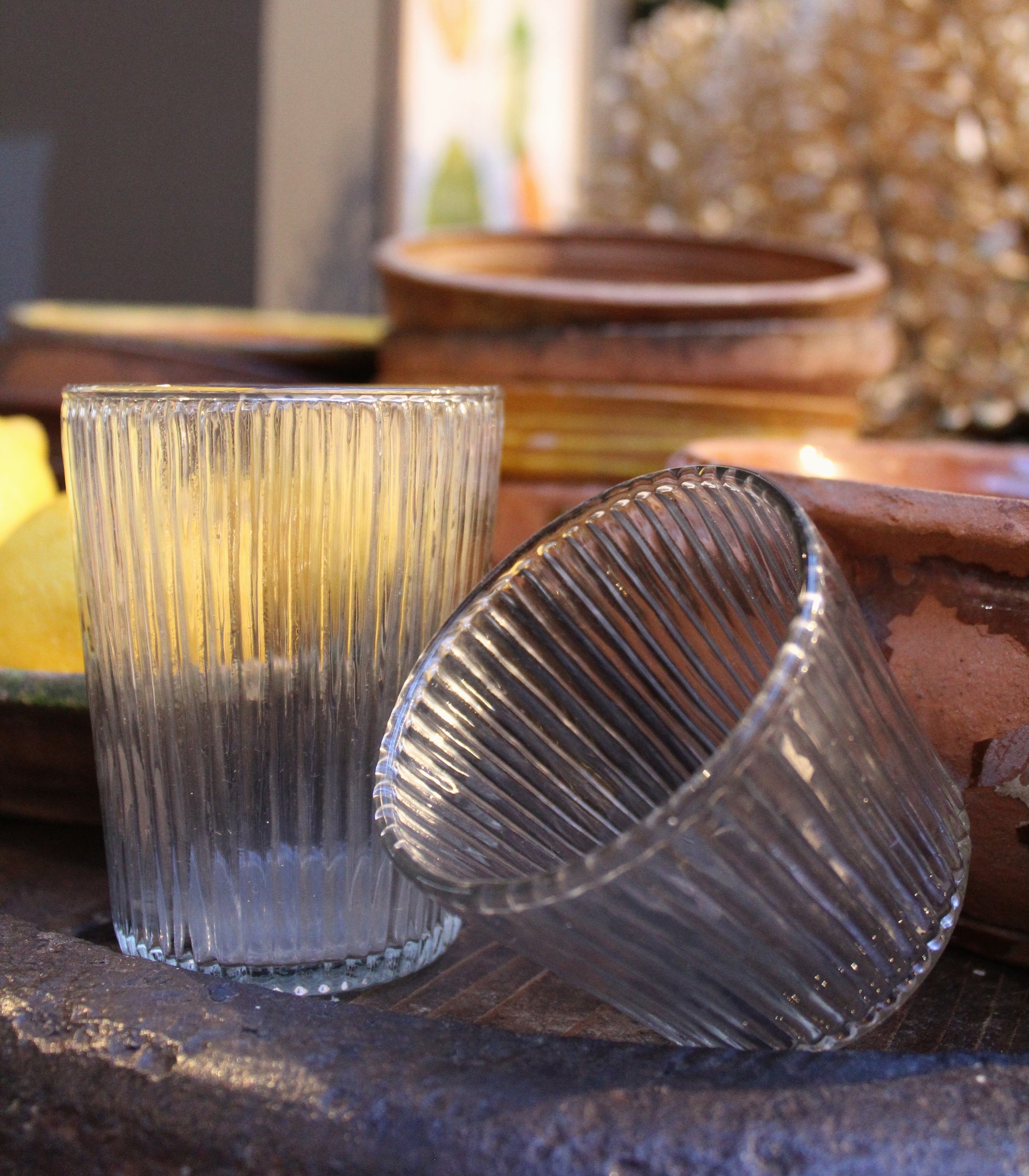 Tumbler Glas Ribbed Clear (6,25cm)
