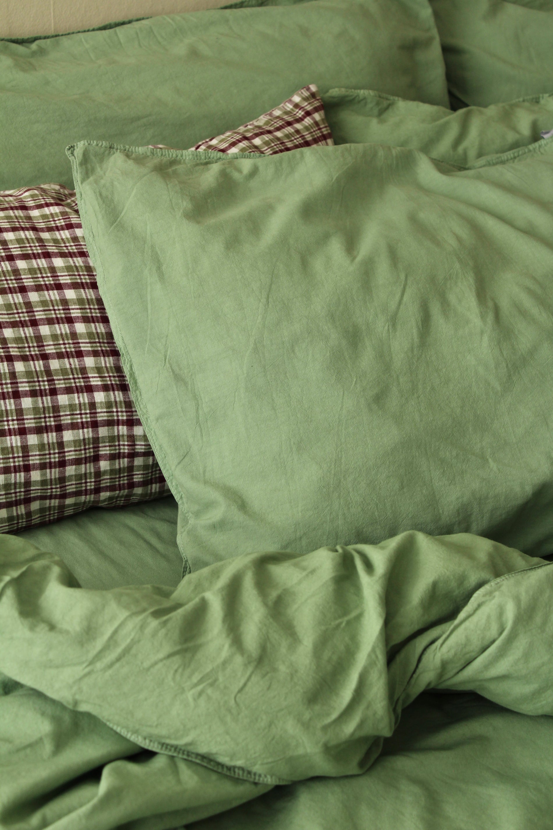 Påslakanset Crinkle Grass green (150x210)