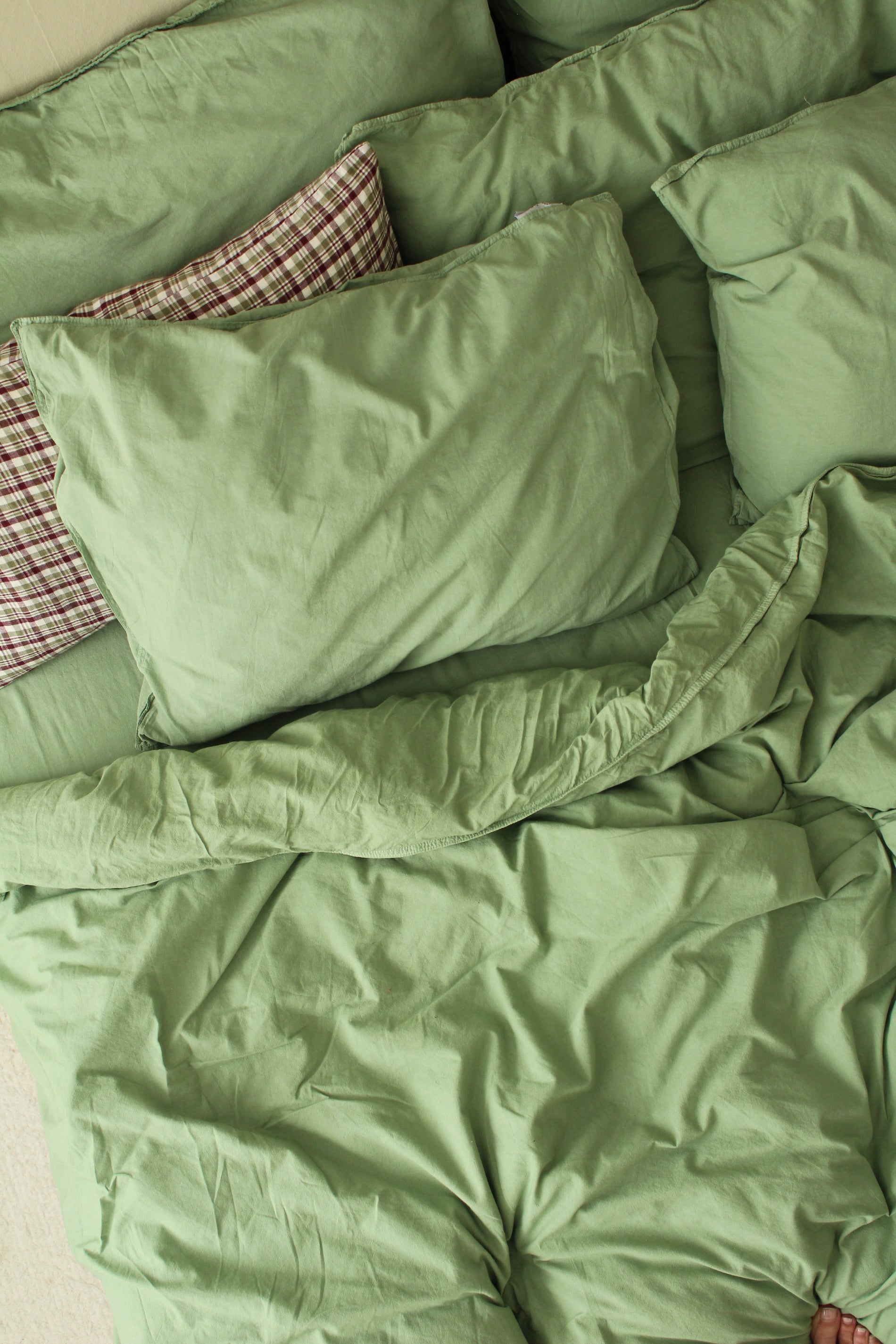 Kuddfodral Crinkle Grass green (50x90cm)