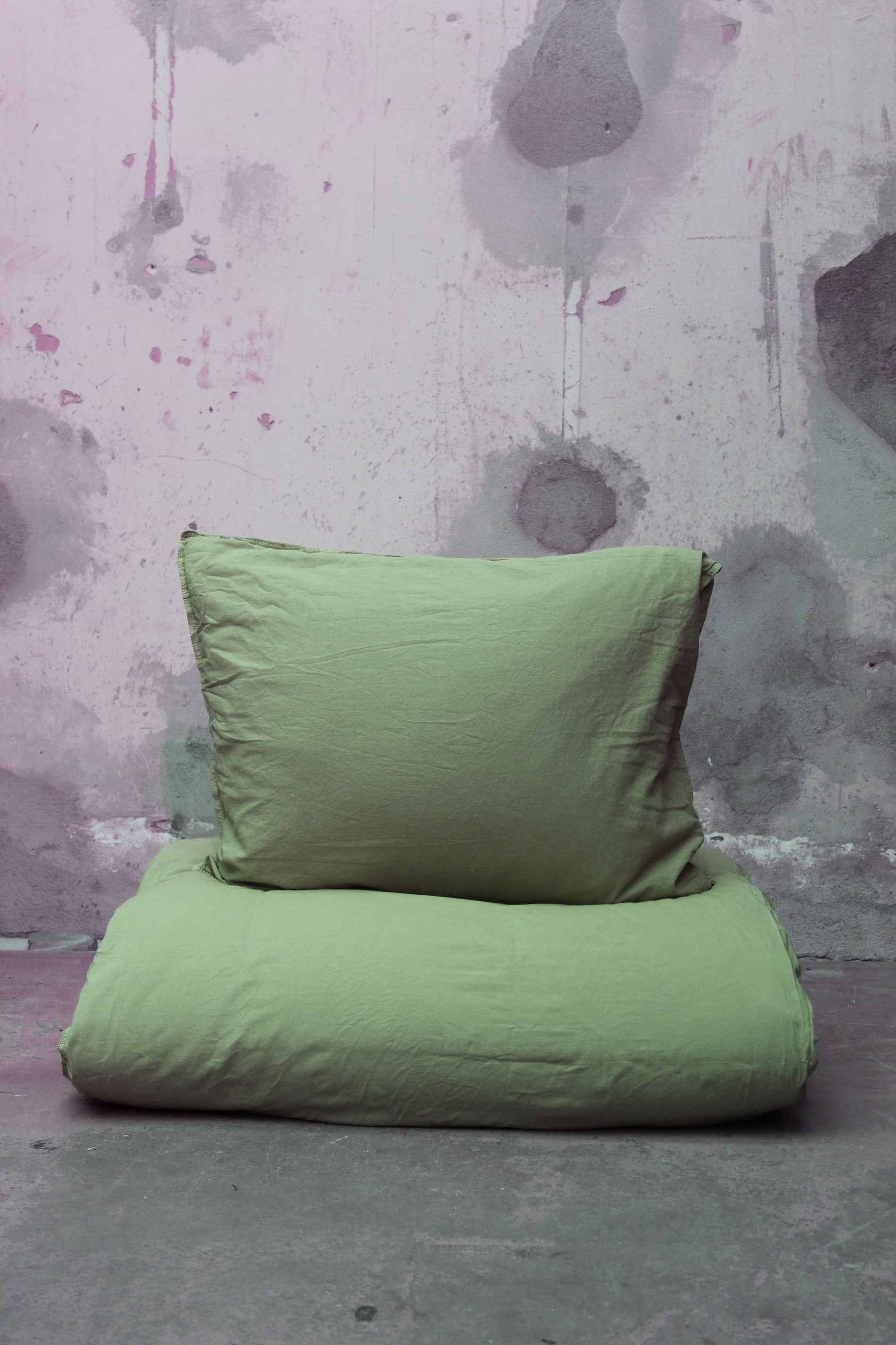 Påslakanset Crinkle Grass Green (150x210cm)
