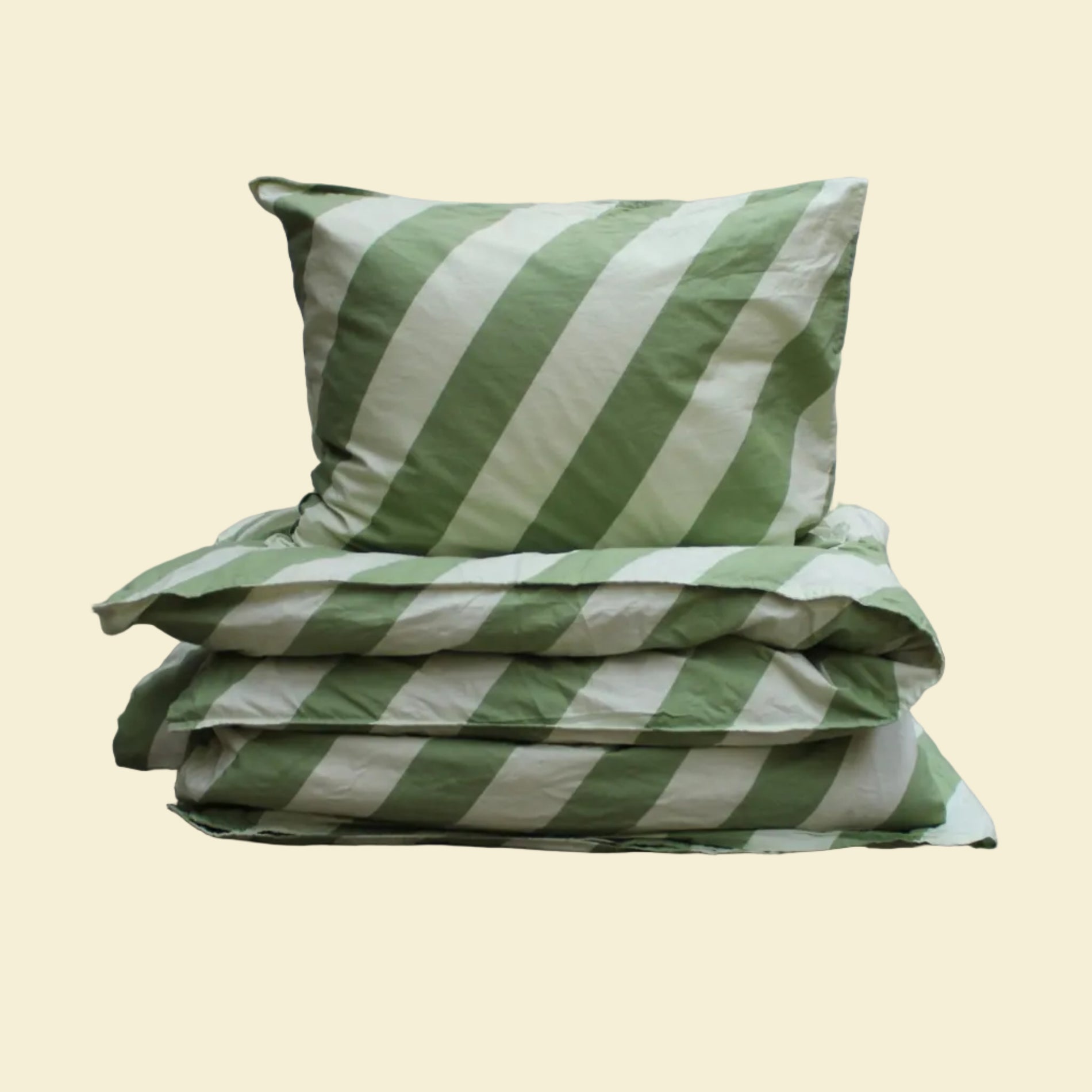 Tivolistripe bäddset 2-dels- Green-150x210cm inkl, örngott 50x60cm